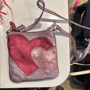 Coach Pink and Red Heart Crossbody Bag